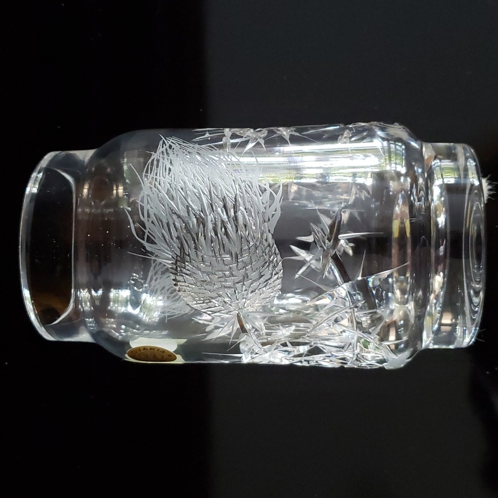 VTG signed Bohemia Czechoslovakia Crystal Vase, handcut , 6" tall